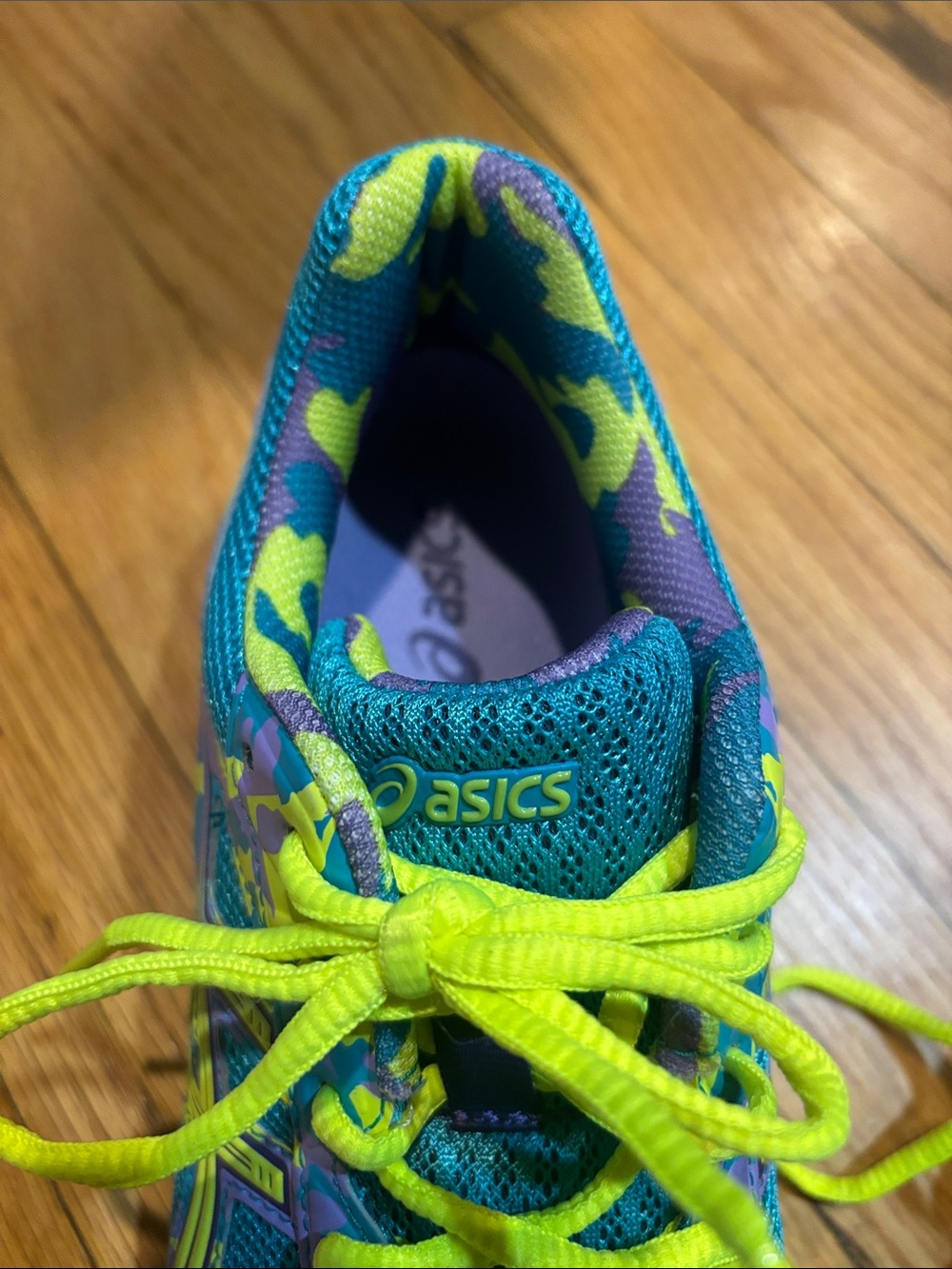 Asics Teal and Neon Yellow Women's Running Sneakers - Picture 9 of 11